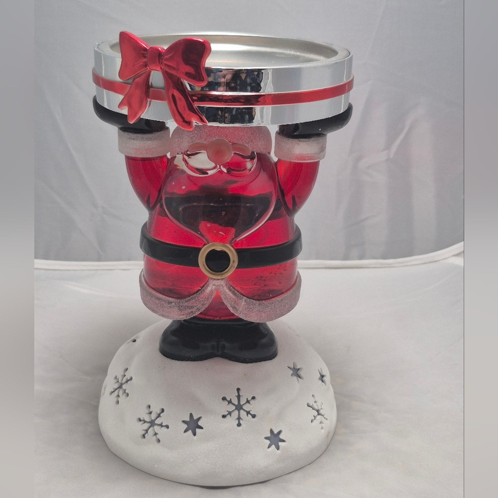 💥 Bath & Body Works Santa Pedestal Water Globe 3 Wick Candle Holder 8.5” B6